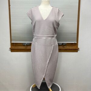 ASOS NWT Lilac Textured V-Neck Faux Wrap Midi Dress Size 14